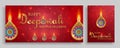 Diya lamp with fire lighting for Diwali, Deepavali or Dipavali, the indian festival of lights on color background Royalty Free Stock Photo