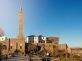 Diyarbakir, turkey - 10 january 2018: View of the `hz. suleyman mosque` the central of diyarbakir, a very old mosque and a tour