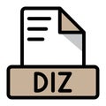 Diz file icon colorful style design. document format text file icons, Extension, type data, vector illustration Royalty Free Stock Photo