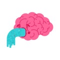 Dizziness Brain vomit isolated. Brains retching cartoon Royalty Free Stock Photo