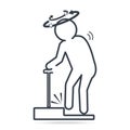 Dizziness elderly man icon. Medical sign simple line illustration