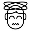 Dizziness head icon outline vector. Dizzy man