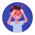 Dizziness and headache man colorful pictogram