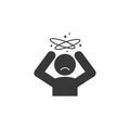 Dizziness icon, headache person, feeling dizzy, vertigo discomfort, editable stroke vector