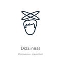 Dizziness icon. Thin linear dizziness outline icon isolated on white background from Coronavirus Prevention collection. Modern