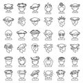Dizziness icons set outline vector. Brain headache