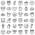 Dizziness icons set outline vector. Brain headache Royalty Free Stock Photo