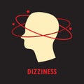 Dizziness. Logo or icon template in colored flat style isolated on black background