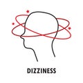 Dizziness. Logo or icon template in linear style on white background.