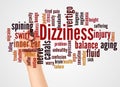 Dizziness word cloud and hand with marker concept