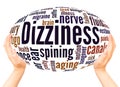 Dizziness word cloud hand sphere concept