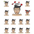 Dizzy boy cartoon emotions man emoji facial expressions illustration Royalty Free Stock Photo