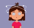 Dizzy Child with Vertigo Symptoms Vector Cartoon Illustration