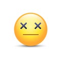 Dizzy emoji face. Cross eyes emoticon vector icon. Sad smiley. Royalty Free Stock Photo