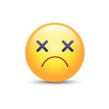 Dizzy emoji face. Cross eyes emoticon vector icon. Sad smiley. Royalty Free Stock Photo