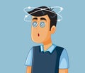 Dizzy Man Feeling Sick Vector Cartoon Illustration