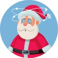 Dizzy Nauseated Santa Claus Vector Cartoon Illustration