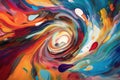 dizzying swirl of colors and shapes that blur the line between reality and imagination