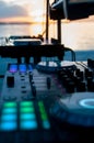 DJ console, controller, music open air. Music festival Royalty Free Stock Photo
