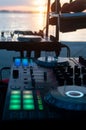 DJ console, music open air. Music festival Royalty Free Stock Photo