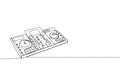 Dj console, keyboard one line art. Continuous line drawing of disc, professional, nightlife, techno, vinyl, dj, music
