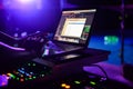 DJ Console and laptop lights at party Royalty Free Stock Photo