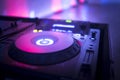 DJ console mixing desk Ibiza house music party nightclub Royalty Free Stock Photo