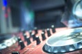 DJ console mixing desk Ibiza house music party nightclub Royalty Free Stock Photo