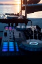 DJ console, music open air. Music festival Royalty Free Stock Photo