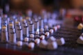 DJ music mixer control panel in macro Royalty Free Stock Photo