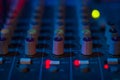 DJ controller and color Light Music Instrument Backgrounds. Audio mixer Royalty Free Stock Photo