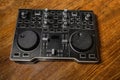 Dj Controller old, on with table wood. Royalty Free Stock Photo