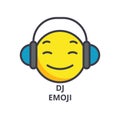 Dj emoji vector line icon, sign, illustration on background, editable strokes Royalty Free Stock Photo