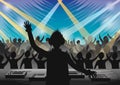 DJ entertaining the audiences. Vector illustration decorative background design