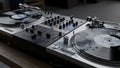 DJ equipment turntables music mixer console Royalty Free Stock Photo