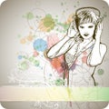 DJ girl & color paint Royalty Free Stock Photo