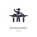 dj hand motion outline icon. isolated line vector illustration from music collection. editable thin stroke dj hand motion icon on