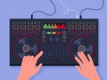 Dj hands top view vector concept Royalty Free Stock Photo