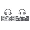 Dj line and glyph icon, party and music, dj mixer sign, vector graphics, a linear pattern on a white background. Royalty Free Stock Photo