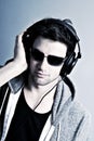 Dj listening to music Royalty Free Stock Photo