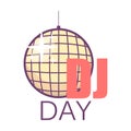 Dj logo design with disco ball,world dj day.World music day