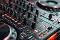 DJ mixer control panel with equalizer a musical console is used as an audio mixing controller in party Royalty Free Stock Photo