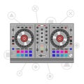 Dj mixer controller. Flat line art.