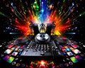 The DJ mixer in disco glow headphones and DJ mixer in disco glow headphones were created using tools.