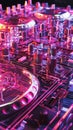 DJ Mixer with Pink and Blue Neon Lights