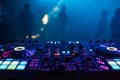 DJ mixer on the table background the night club Royalty Free Stock Photo