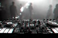 DJ mixer on the table background the night club Royalty Free Stock Photo