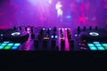 DJ mixer on the table background the night club Royalty Free Stock Photo