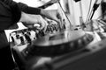 Dj mixes the track in the nightclub Royalty Free Stock Photo
