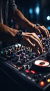 dj mixing music mixer, dj mixing music, dj at work, close-up of hands dj mixing music, close-up of dj mixer